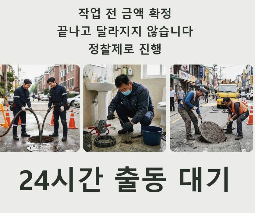 서울 중랑구 중화동 베란다 배수구막힘 비용 현장 작업 사진 - 배관해결사