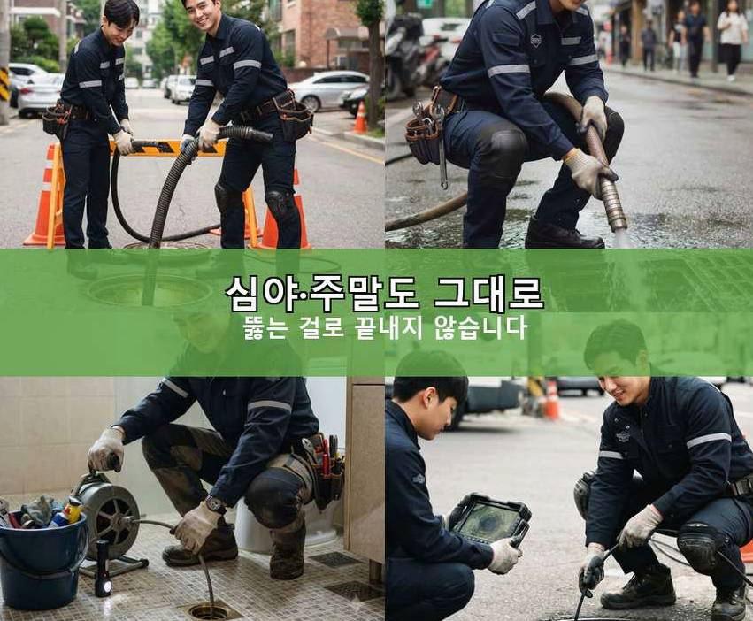 서울 중랑구 중화동 욕실 배수구막힘 빠른 해결 현장 작업 사진 - 배관해결사