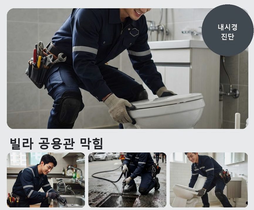 수원시장안구 천천동 변기막힘 원인 진단 현장 작업 사진 - 배관해결사