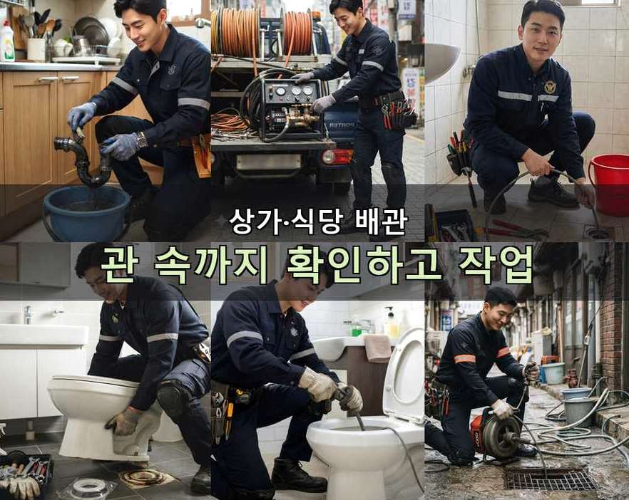 수원시권선구 탑동 배수구막힘 원인 진단 현장 작업 사진 - 배관해결사
