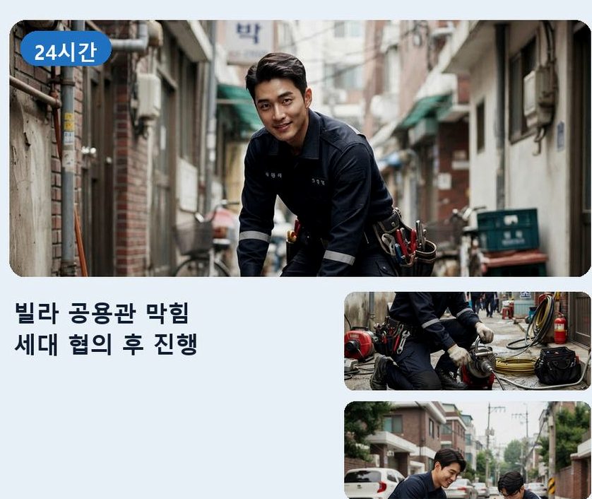 김포시 태리 변기막힘 긴급출동 현장 작업 사진 - 배관해결사