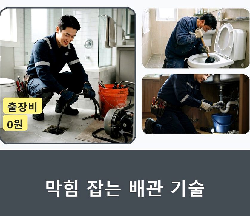 수원시장안구 파장동 변기막힘 뚫음 현장 작업 사진 - 배관해결사