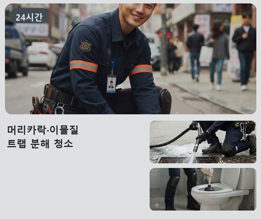 수원시장안구 파장동 하수구막힘 출장비 무료 현장 작업 사진 - 배관해결사