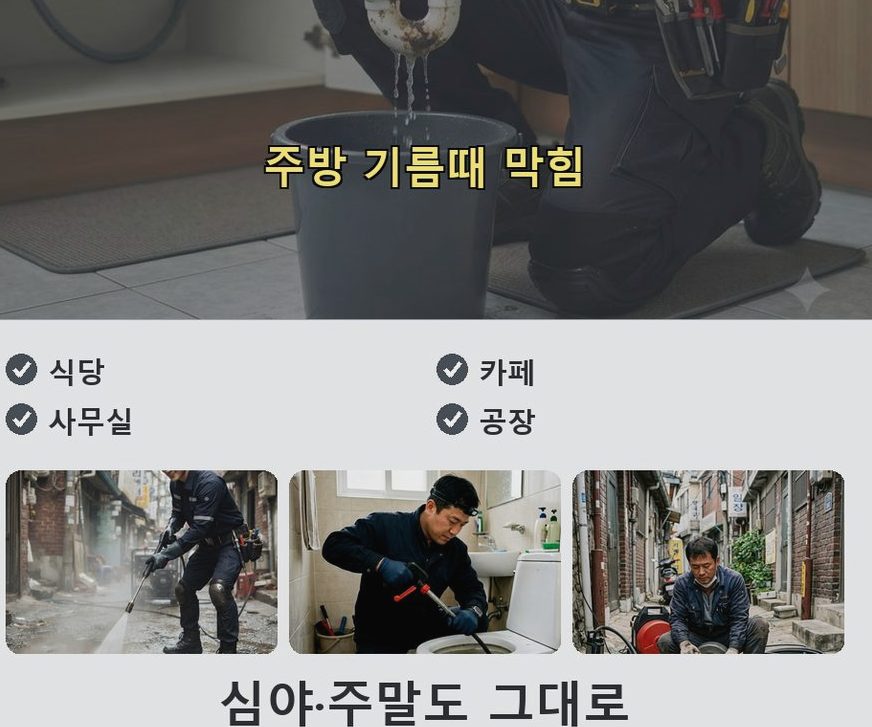파주시 신촌동 싱크대막힘 전문 업체 현장 작업 사진 - 배관해결사