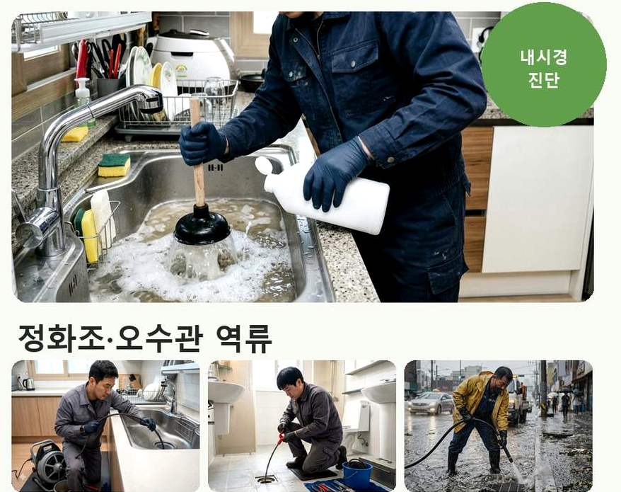 용인시수지구 풍덕천동 변기막힘 원인 진단 현장 작업 사진 - 배관해결사