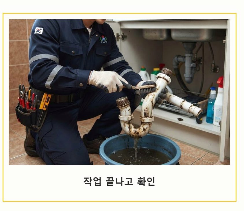 용인시수지구 풍덕천동 세면대막힘 원인 진단 현장 작업 사진 - 배관해결사