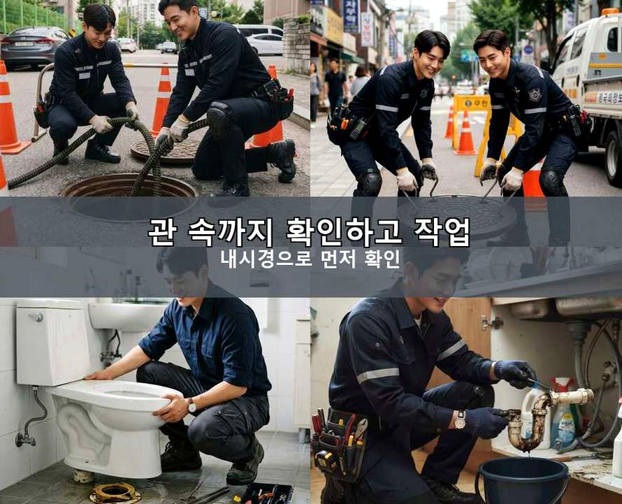 수원시장안구 하광교동 싱크대막힘 야간 출동 현장 작업 사진 - 배관해결사