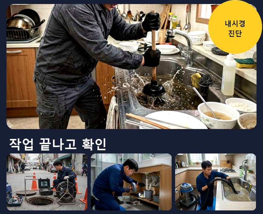 수원시장안구 하광교동 하수구막힘 빠른 해결 현장 작업 사진 - 배관해결사