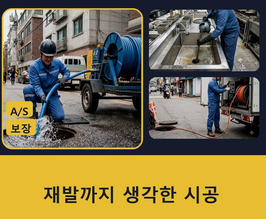 서울 성동구 하왕십리동 배수구막힘 당일 처리 현장 작업 사진 - 배관해결사