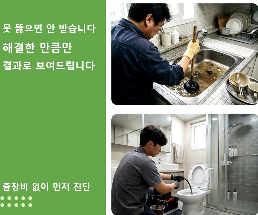 서울 성동구 하왕십리동 싱크대막힘 24시 출동 현장 작업 사진 - 배관해결사