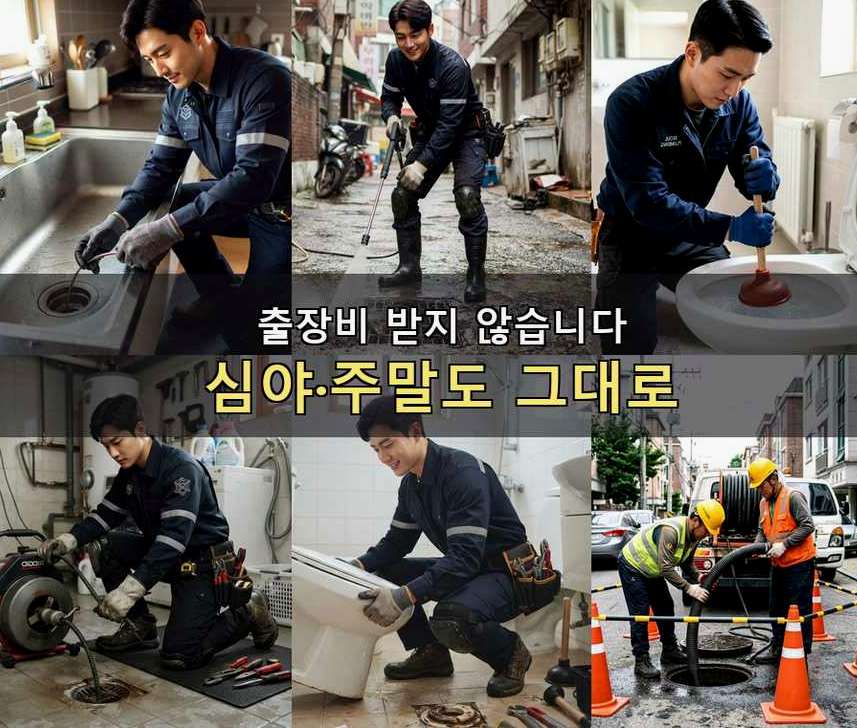 김포시 학운리 싱크대막힘 야간 출동 현장 작업 사진 - 배관해결사