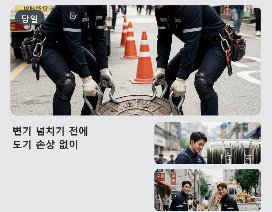 서울 관악구 행운동 배수구막힘 당일 처리 현장 작업 사진 - 배관해결사