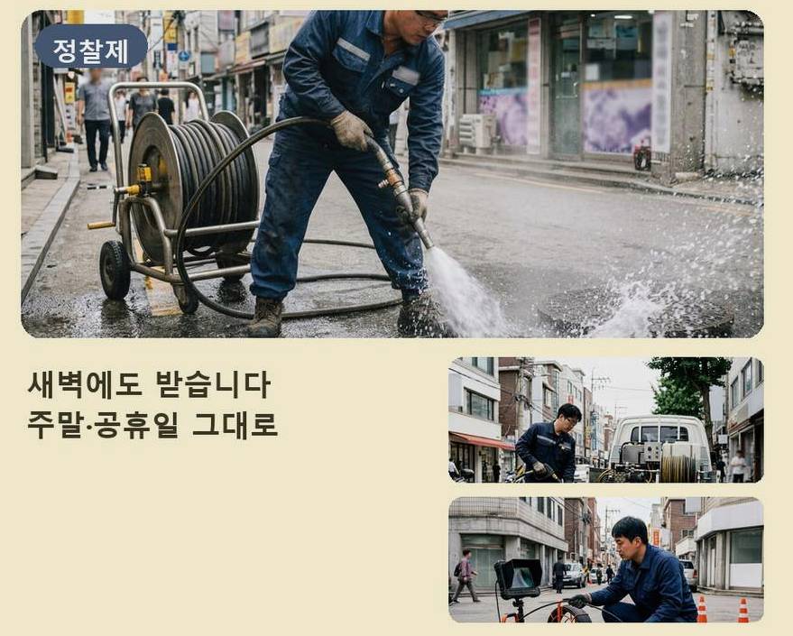 수원시권선구 호매실동 하수구막힘 전문 업체 현장 작업 사진 - 배관해결사