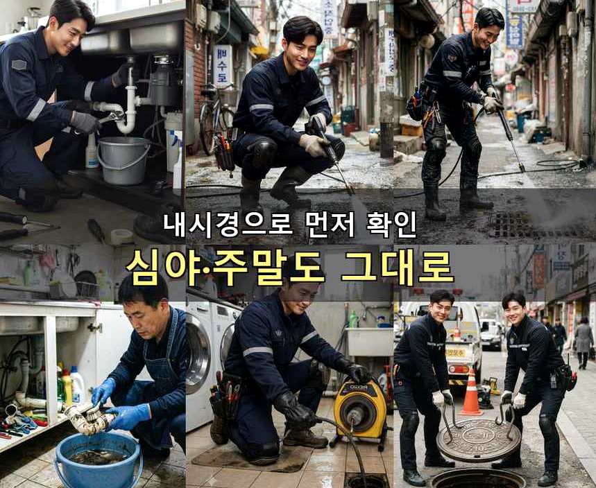 양주시 고암동 하수구막힘 고압세척·관통 작업 모습