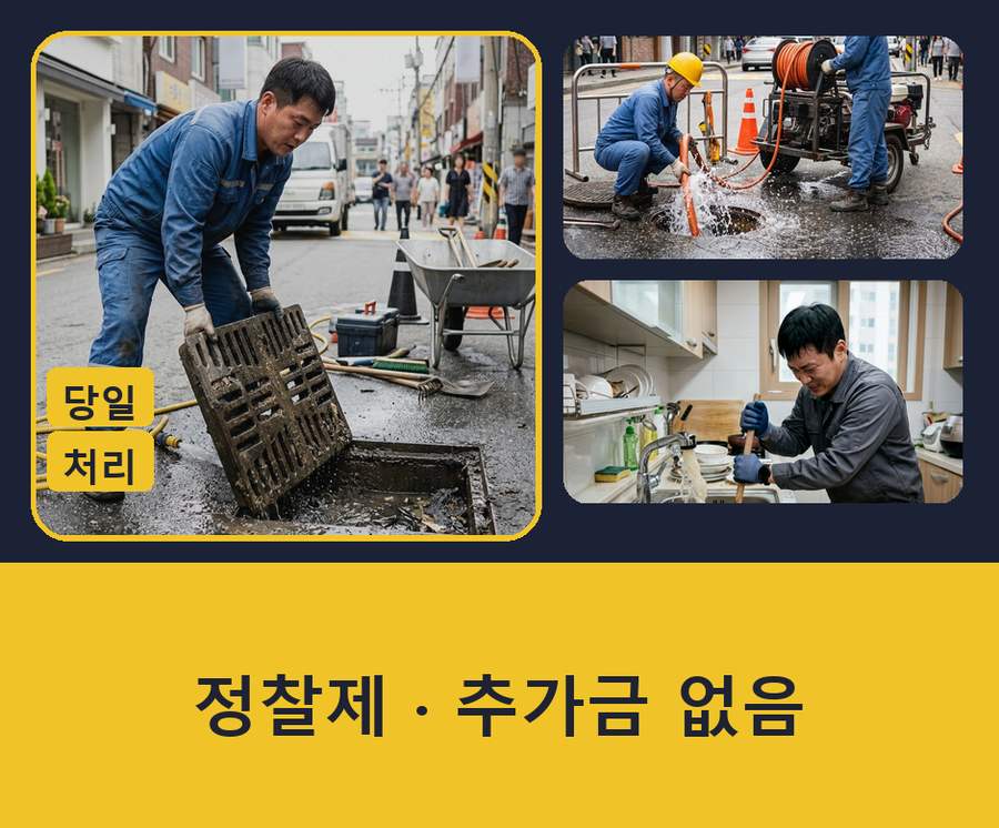 안성시 가사동 싱크대막힘 고압세척·관통 작업 모습