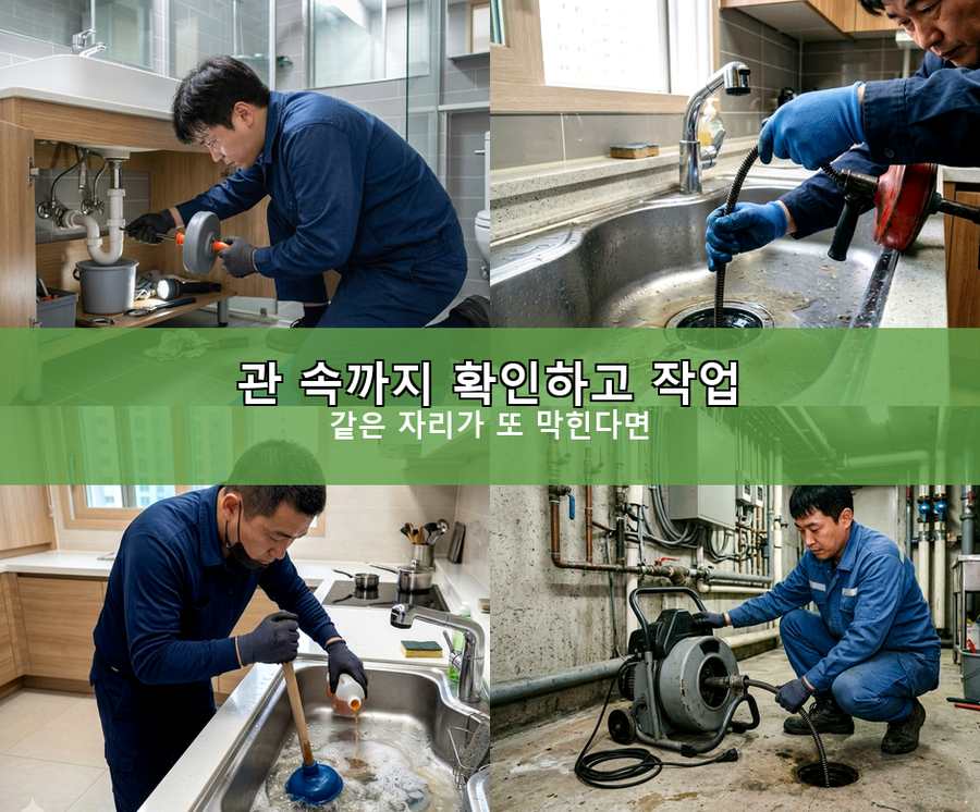 파주시 광탄면기산리 변기막힘 당일 처리 현장 작업 사진 - 배관해결사