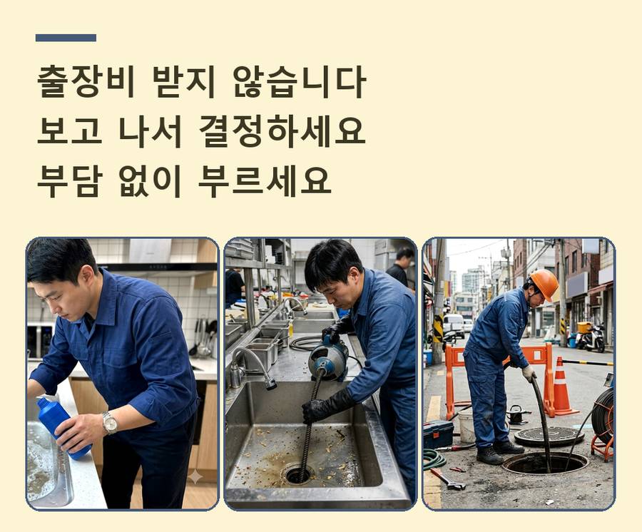 포천시군내면구 읍리 변기막힘 고압세척·관통 작업 모습