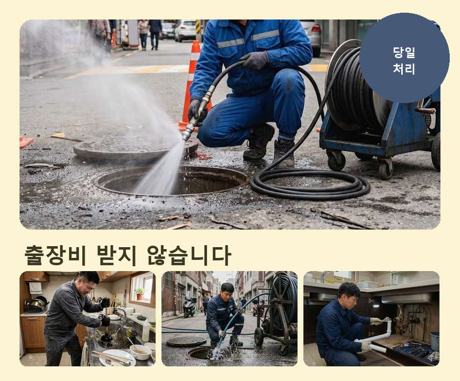 연천군 군남면남계리 배수구막힘 당일 처리 현장 작업 사진 - 배관해결사