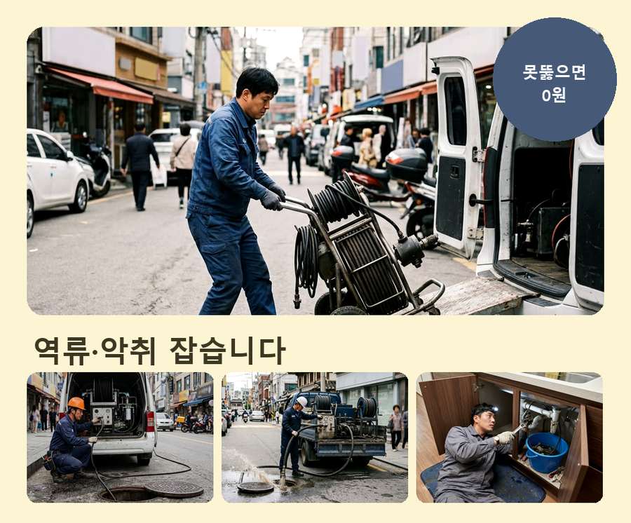 과천시 갈현동 하수구막힘 야간 출동 현장 작업 사진 - 배관해결사
