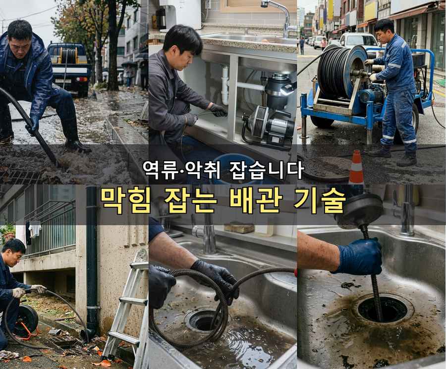 여주시 가남읍건장리 변기막힘 고압세척·관통 작업 모습
