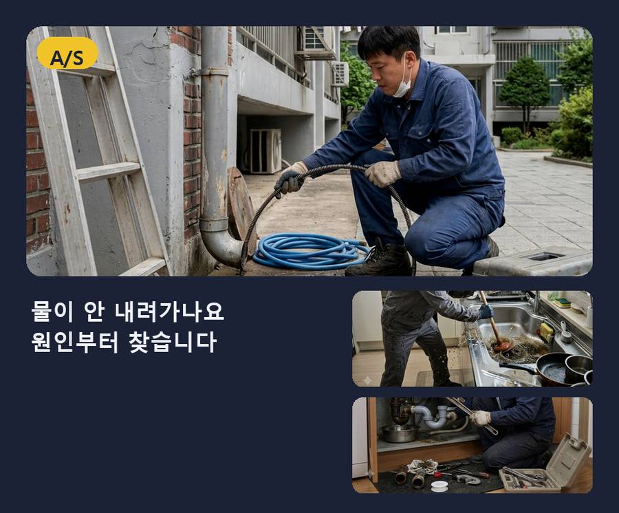 서울 중랑구 망우동 싱크대막힘 빠른 해결 현장 작업 사진 - 배관해결사