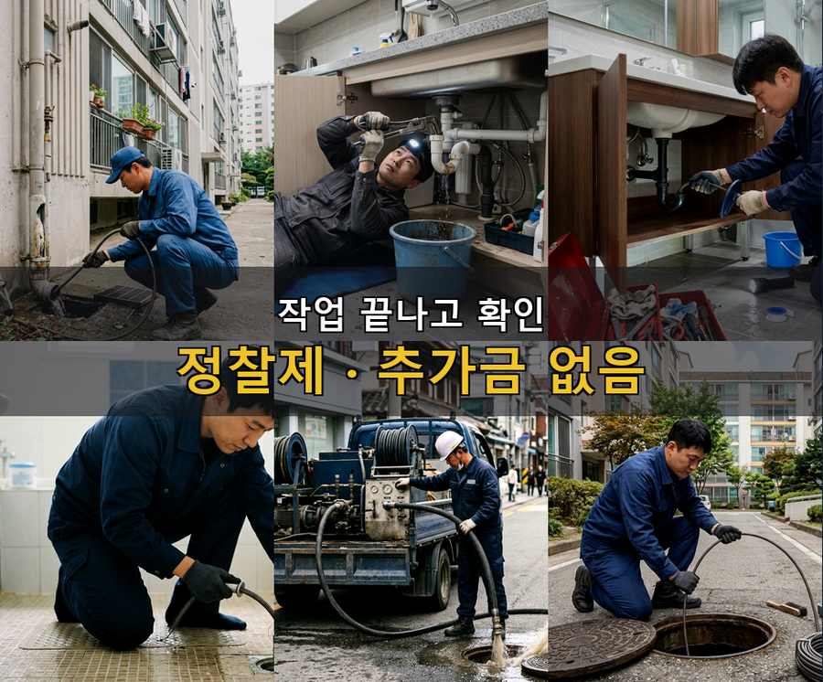 양주시 고읍동 변기막힘 고압세척·관통 작업 모습