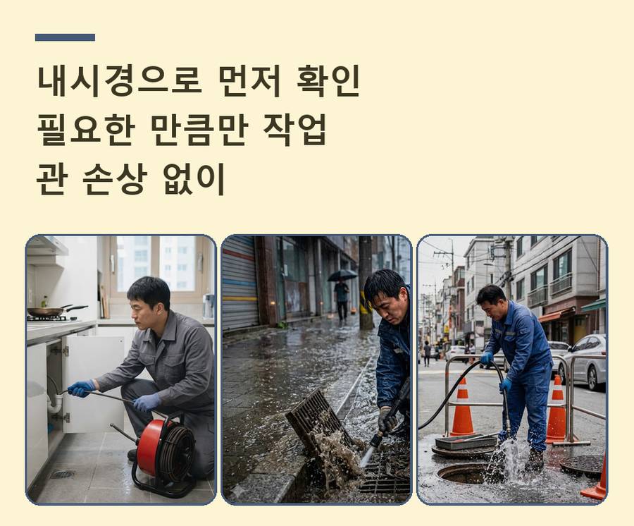 김포시양촌읍구 래리 하수구막힘 고압세척·관통 작업 모습