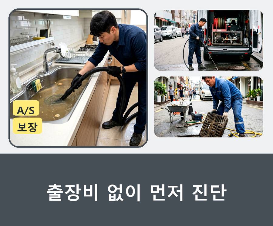 파주시 교하동 배수구막힘 비용 현장 작업 사진 - 배관해결사