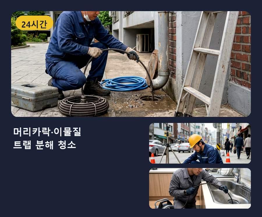 성남시수정구 금토동 하수구막힘 전문 업체 현장 작업 사진 - 배관해결사