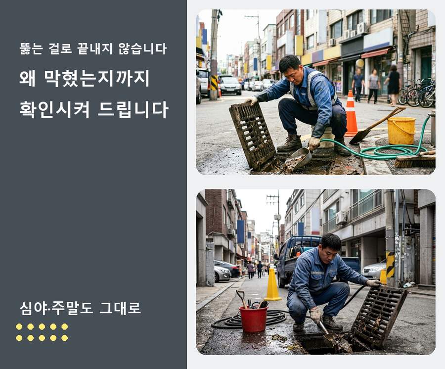 서울 광진구구 의동 세탁기 배수구막힘 당일 처리 현장 작업 사진 - 배관해결사