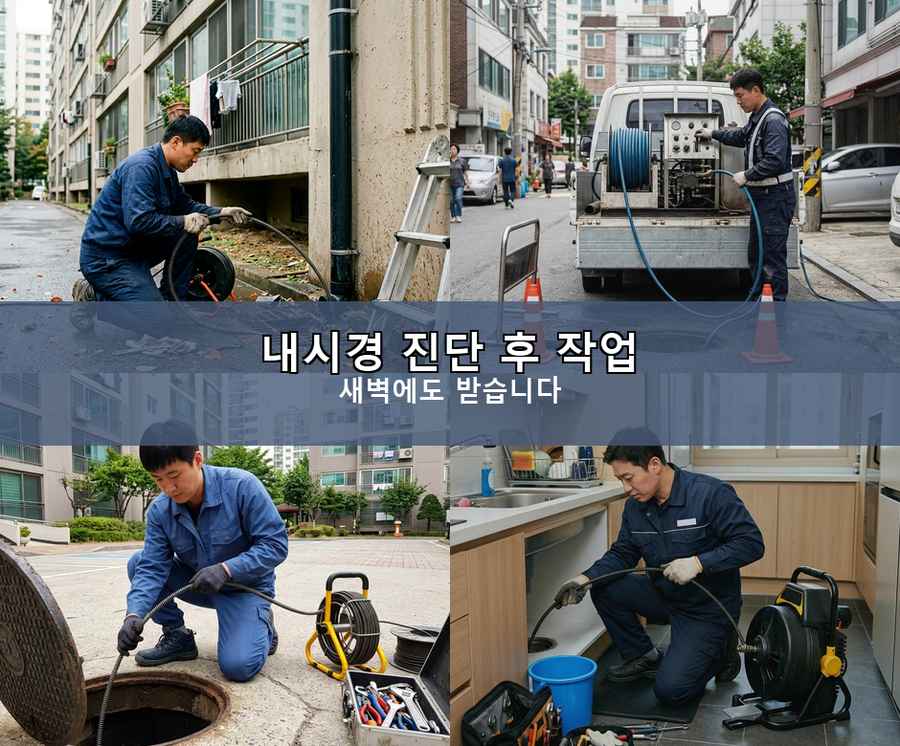 양주시 고읍동 싱크대막힘 고압세척·관통 작업 모습