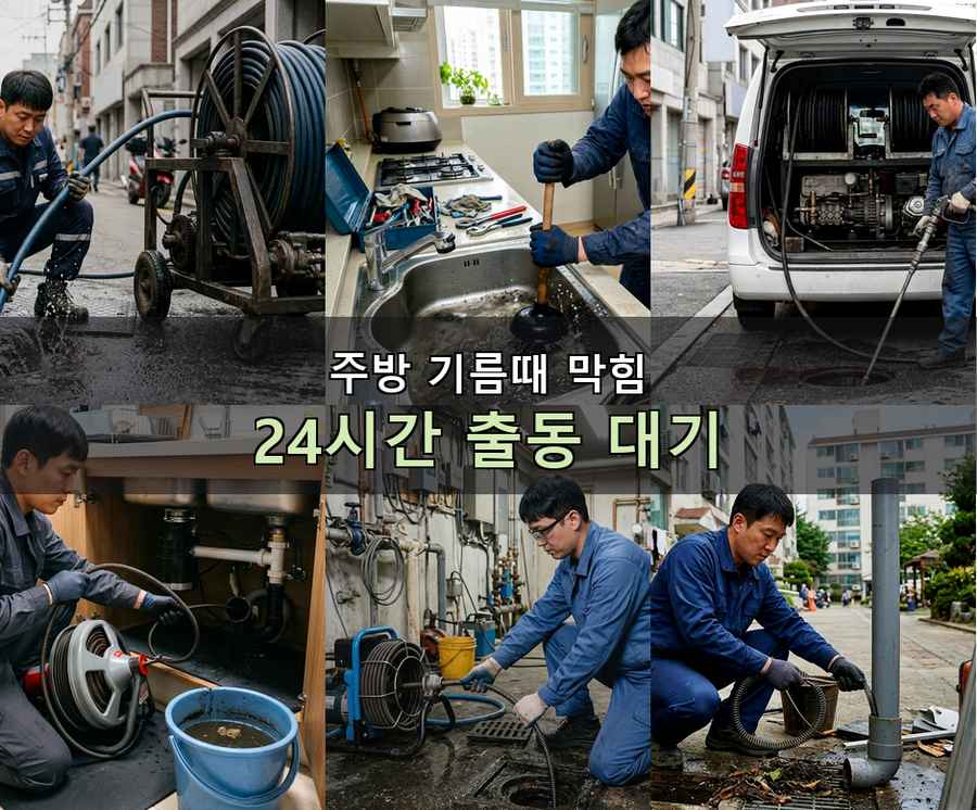 서울 은평구구 산동 화장실 하수구막힘 전문 업체 현장 작업 사진 - 배관해결사