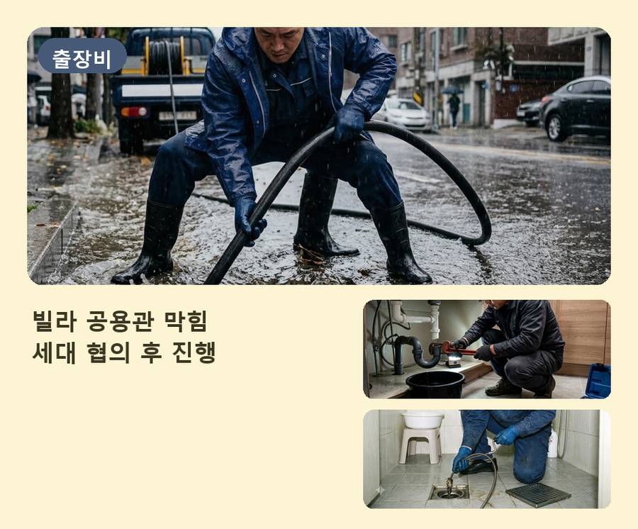 고양시일산서구구 산동 싱크대막힘 고압세척·관통 작업 모습