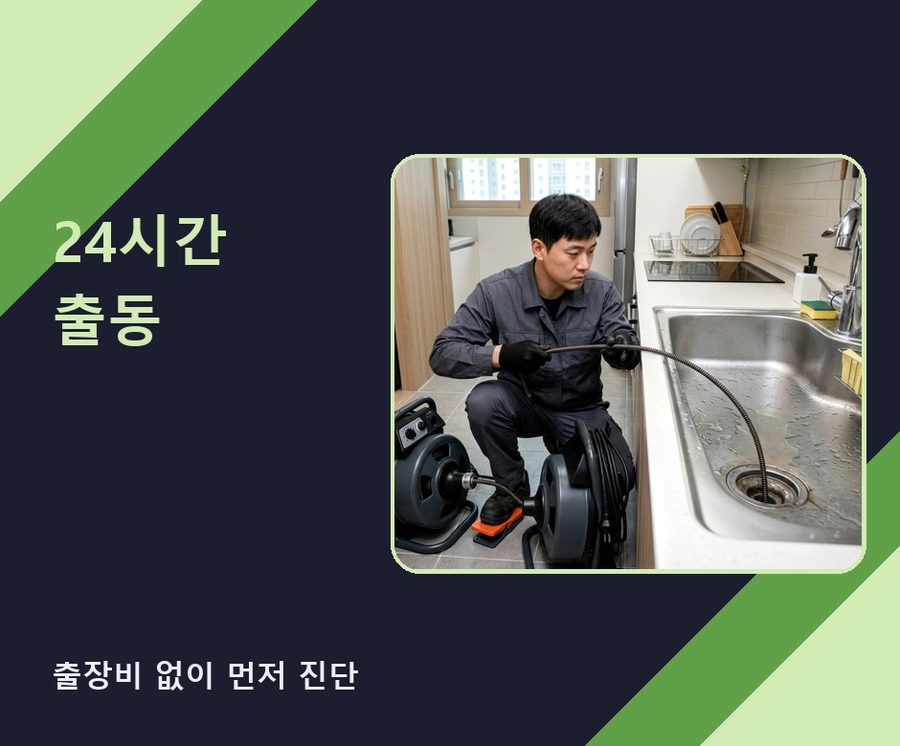 고양시일산서구구 산동 싱크대막힘 고압세척·관통 작업 모습