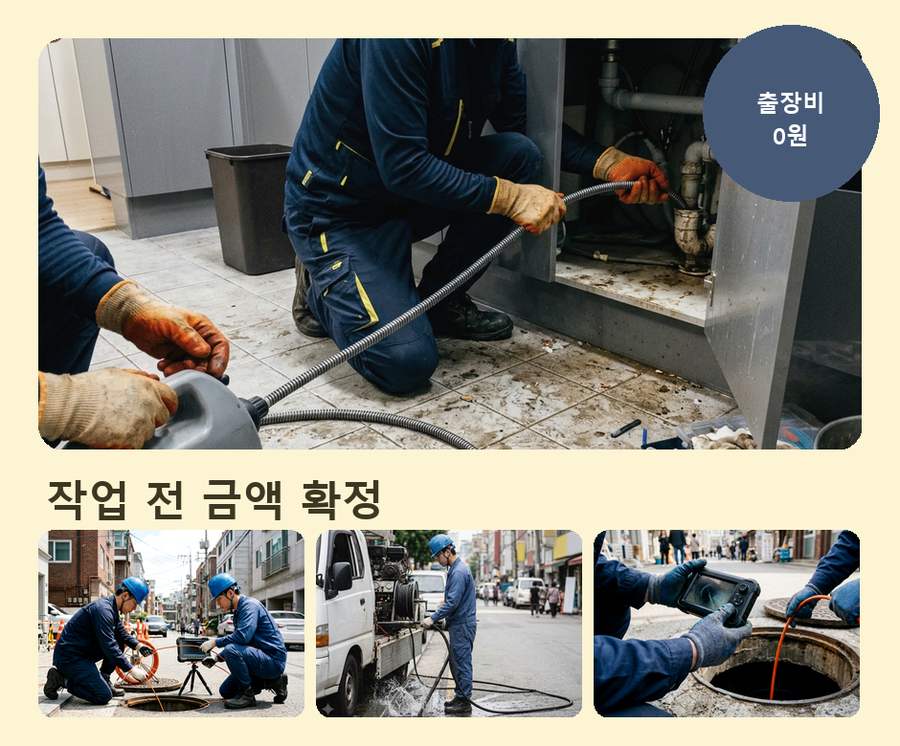 서울 성동구 도선동 배수구막힘 뚫음 현장 작업 사진 - 배관해결사