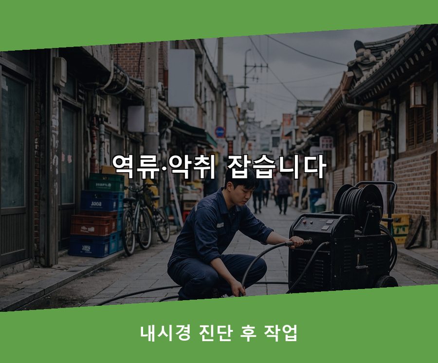 여주시 가남읍건장리 배수구막힘 고압세척·관통 작업 모습