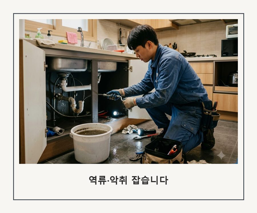 안성시 계동 배수구막힘 뚫음 현장 작업 사진 - 배관해결사