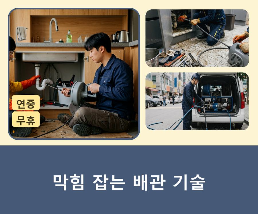 서울 강남구 개포동 싱크대막힘 야간 출동 현장 작업 사진 - 배관해결사