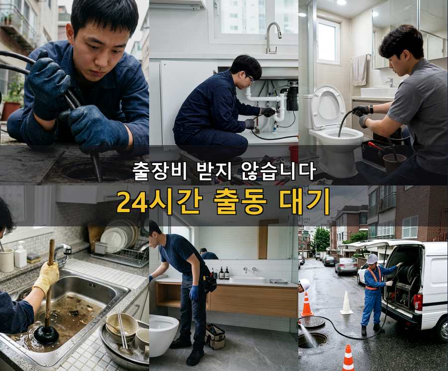 포천시군내면구 읍리 배수구막힘 고압세척·관통 작업 모습