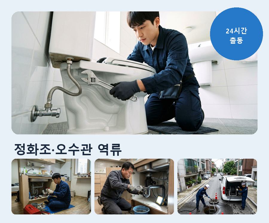 수원시권선구구 운동 하수구막힘 고압세척·관통 작업 모습