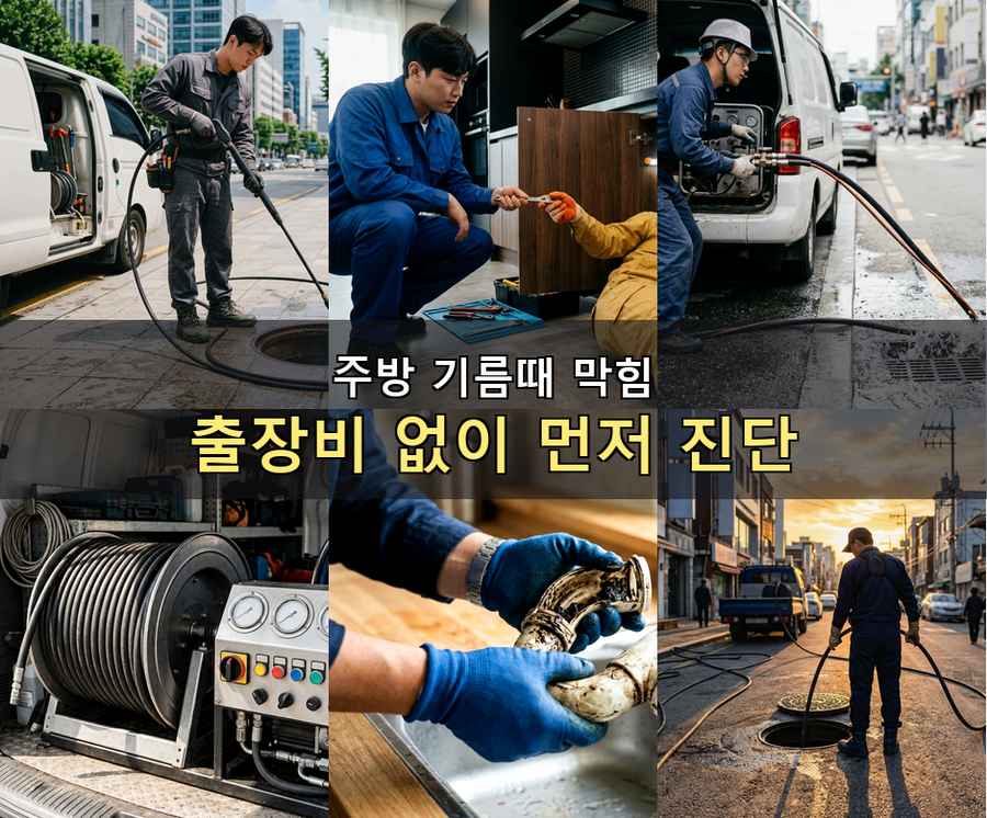 서울 구로구 가리봉동 변기막힘 고압세척·관통 작업 모습