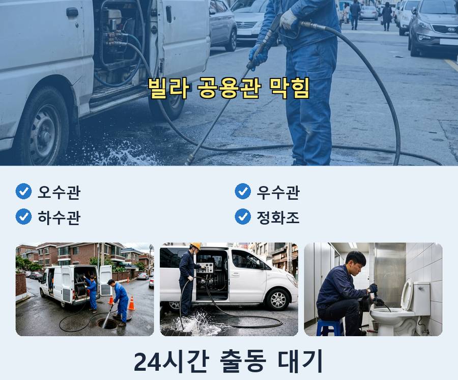 성남시수정구 금토동 하수구막힘 고압세척·관통 작업 모습
