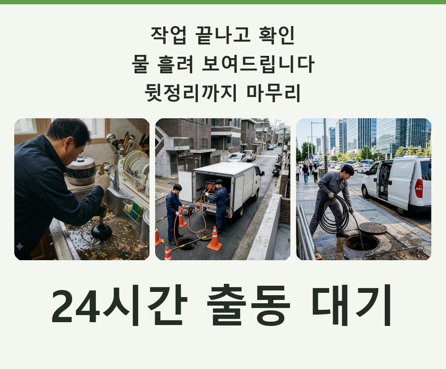 양주시 광사동 배수구막힘 긴급출동 현장 작업 사진 - 배관해결사