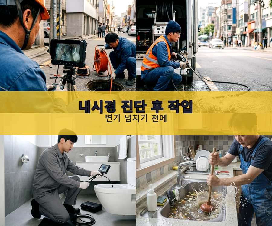 과천시 과천동 싱크대막힘 고압세척·관통 작업 모습
