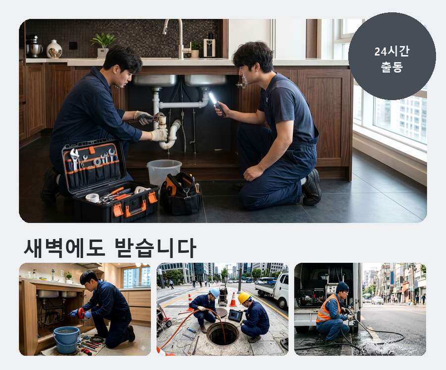 서울 광진구구 의동 하수구 냄새 뚫음 현장 작업 사진 - 배관해결사