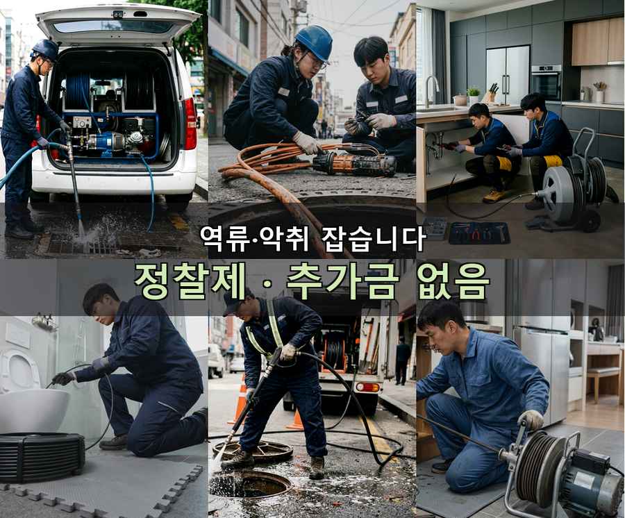 수원시권선구구 운동 하수구막힘 출장비 무료 현장 작업 사진 - 배관해결사