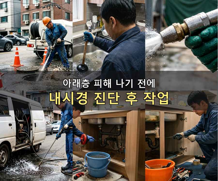 고양시일산동구 마두동 하수구막힘 업체 현장 작업 사진 - 배관해결사