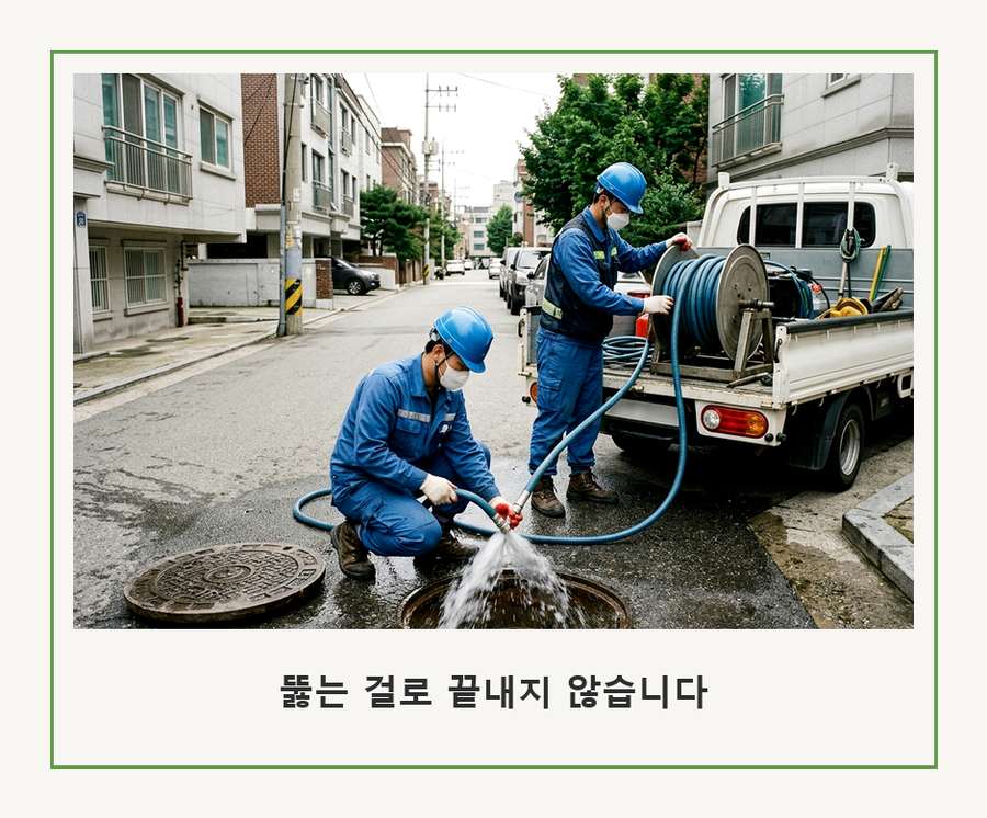 서울 중랑구 면목동 변기막힘 고압세척·관통 작업 모습